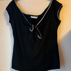 Retro off the shoulder Black Cap Sleeve Top